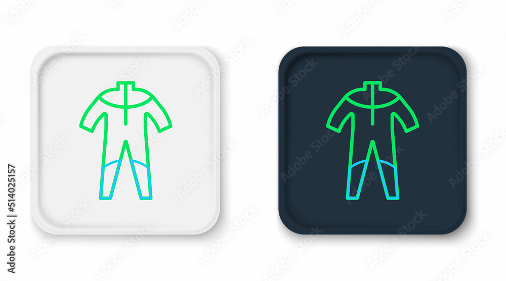 Line Wetsuit for scuba diving icon isolated on white background. Diving underwater equipment. Colorful outline concept. Vector Line Wetsuit for scuba diving icon isolated on white background. Diving underwater equipment. Colorful outline concept. Vector