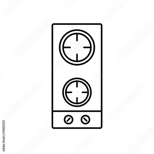 2 burner gas stove top view line icon. Clipart image isolated on white background