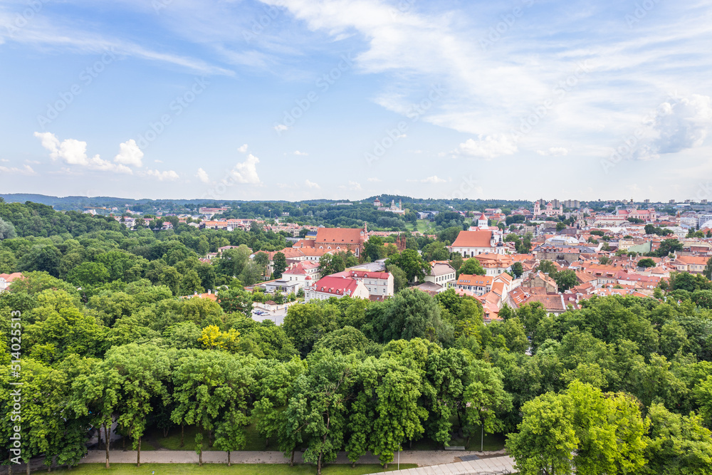 View To Vilnius old town from Gediminas castle tower