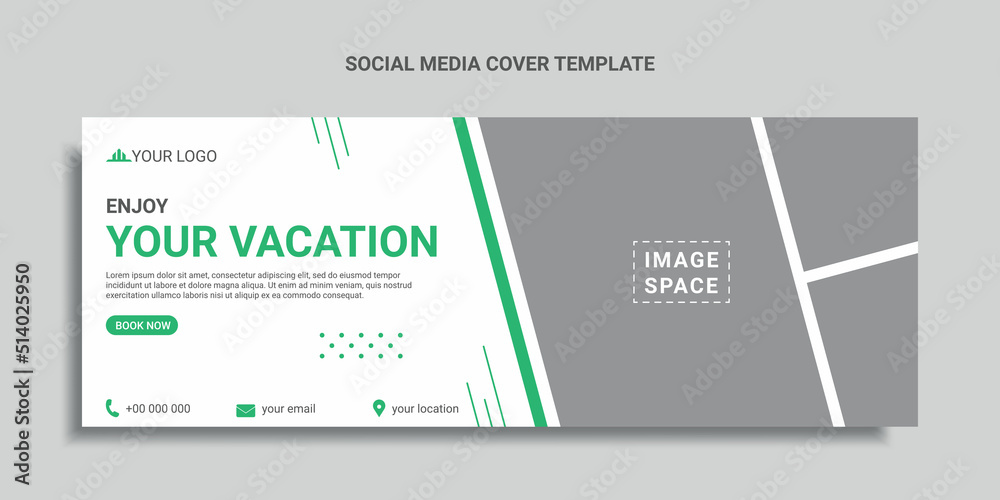 travel social media cover design or web banner with geometric shape