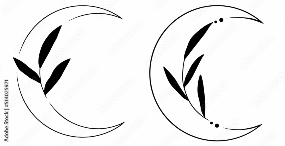 Two moons with leaves