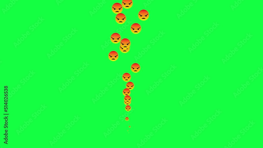 4K 60FPS. Social media live style animated Angry icon on live video isolated on green backgrounds. 