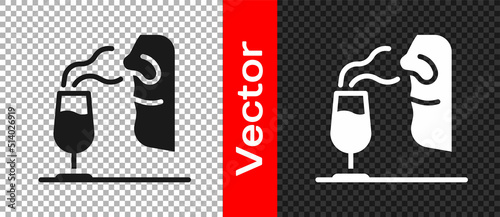 Black Sommelier icon isolated on transparent background. Wine tasting, degustation. Smells of wine. Vector