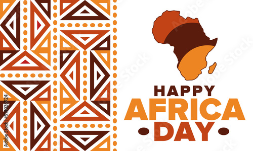 Africa Day. Happy African Freedom Day and Liberation Day. Celebrate annual on the African continent and around the world. African pattern. Poster, card, banner and background. Vector illustration