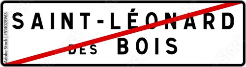 Panneau sortie ville agglomération Saint-Léonard-des-Bois / Town exit sign Saint-Léonard-des-Bois