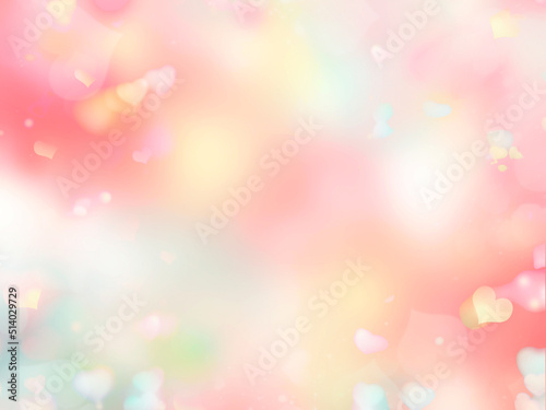 Beautiful soft colors blurred background. Glowing hearts.Mother's day. Valentine's texture.Romantic backdrop.