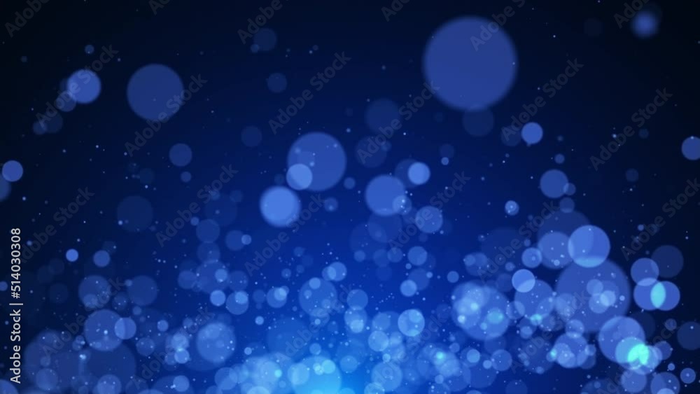 flying bokeh circles particles blue background video