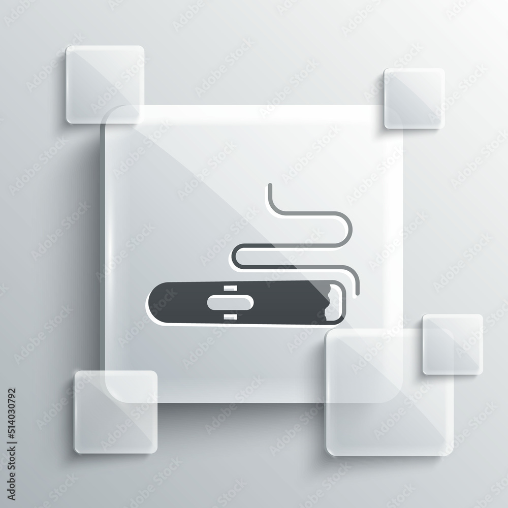 Grey Cigar icon isolated on grey background. Square glass panels. Vector Grey Cigar icon isolated on grey background. Square glass panels. Vector