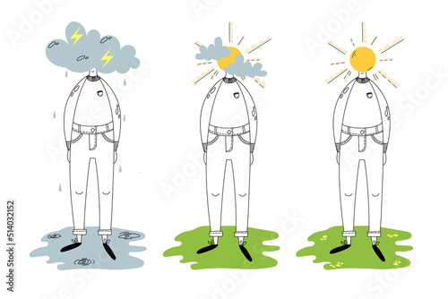Psychological support, negative and positive mental health concept. Various mental health conditions. 