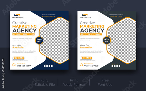 Modern and creative digital marketing social media post design template. online advertising social media post layout, Editable vector illustration