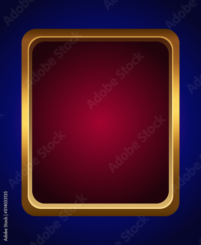 Vector illustration of square golden frame on dark blue background