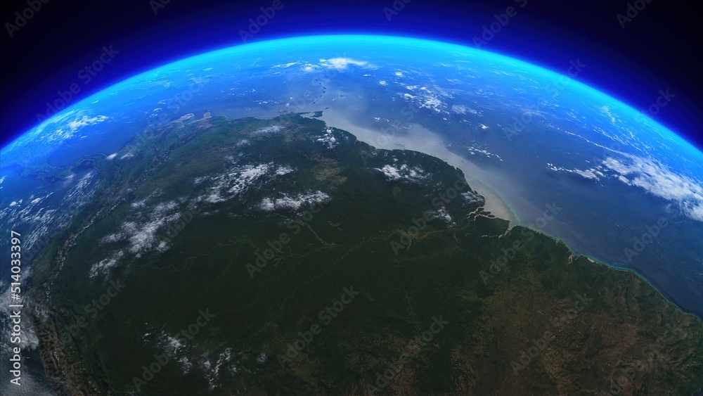 3D Rendering Earth From Space South America