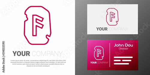 Logotype line Magic rune icon isolated on white background. Rune stone. Logo design template element. Vector
