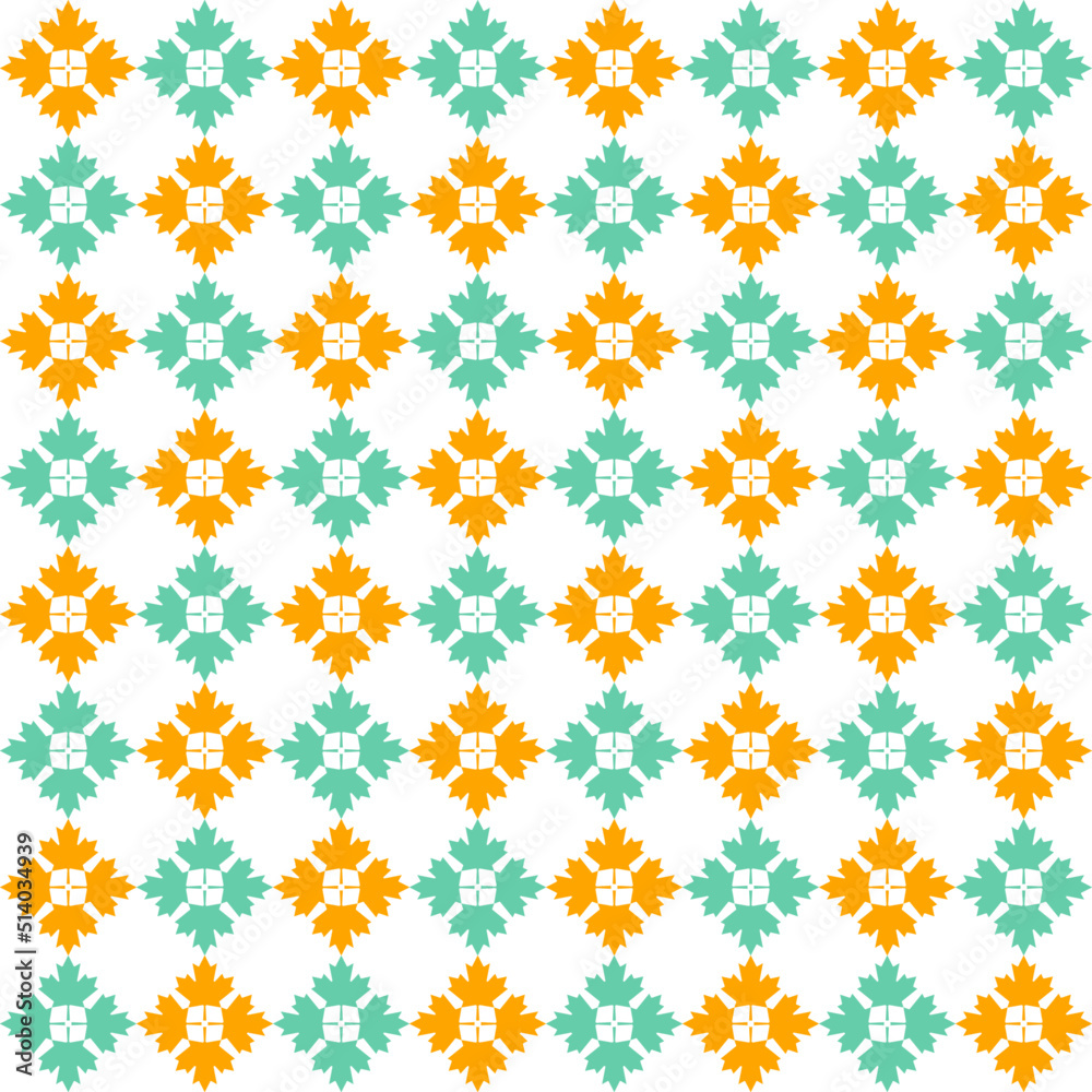 seamless pattern with flowers. maple leaf background. vector illustration