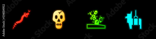 Set Snake, Skull, Cactus and Pinata icon. Vector photo