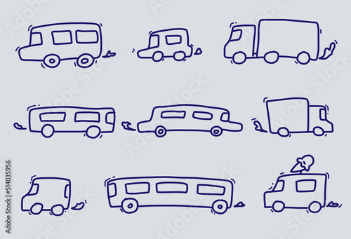 Conjunto de 9 vehículos estilo cartoon.