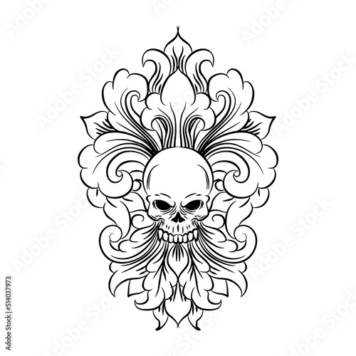 skull and floris illustrasi for logo vector design photo