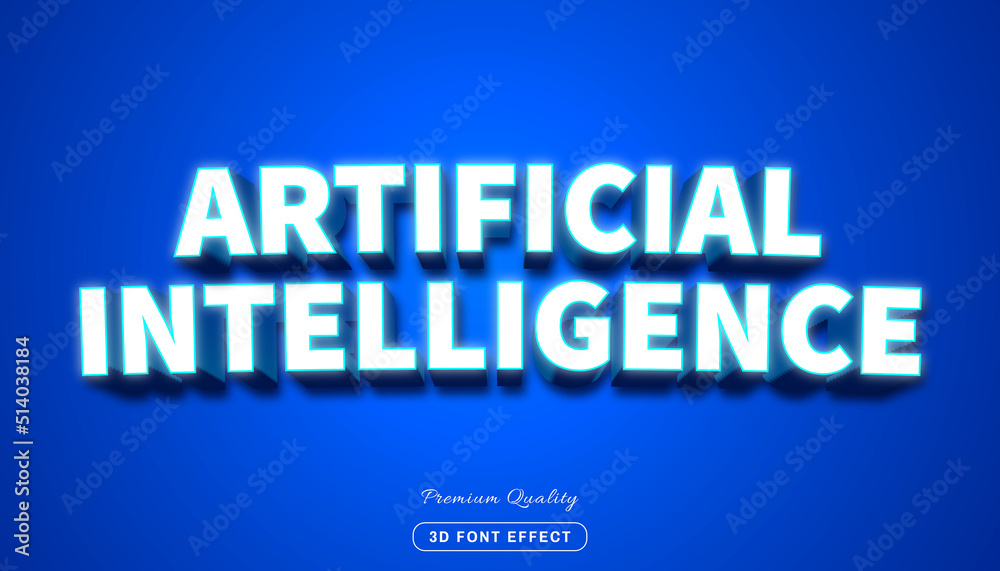 Artificial intelligence 3d style - 100% editable text effect