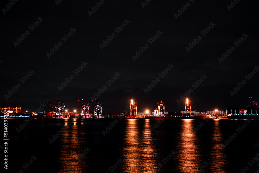 Container port at night