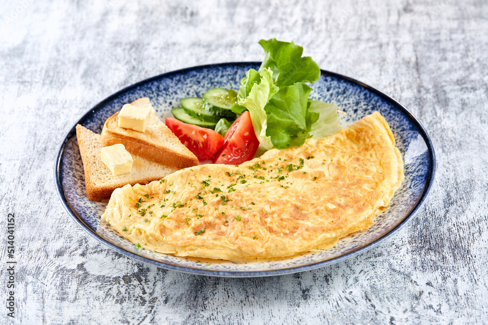omelet with fresh vegetables and toasts omelet with fresh vegetables and toasts