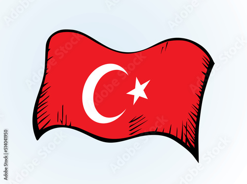 Turkish flag. Vector drawing sign