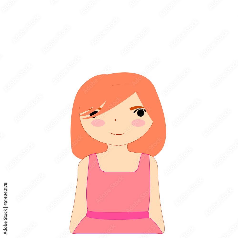 Cute little girl avatar in pink dress