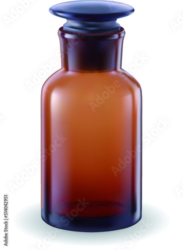 Medical bottle of brown glass. Vector EPS-10