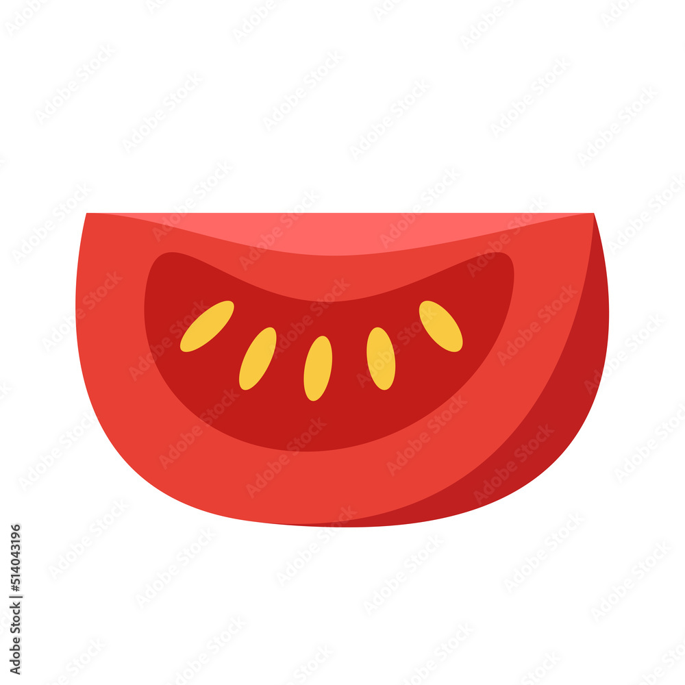 Tomato slice on white background. Tomato slice cartoon vector. Tomato slice on white background. Tomato slice cartoon vector.