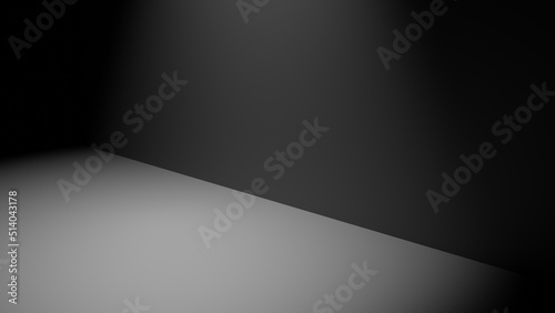 Black background designed to display products or models with a reflector on top.