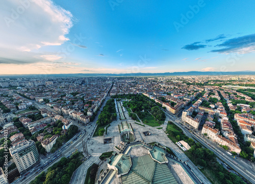 The National Palace of Culture. Congress Centre Sofia NDK. Aerial view of park