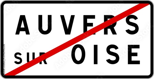 Konstfotografi Panneau sortie ville agglomération Auvers-sur-Oise / Town exit sign Auvers-sur-O