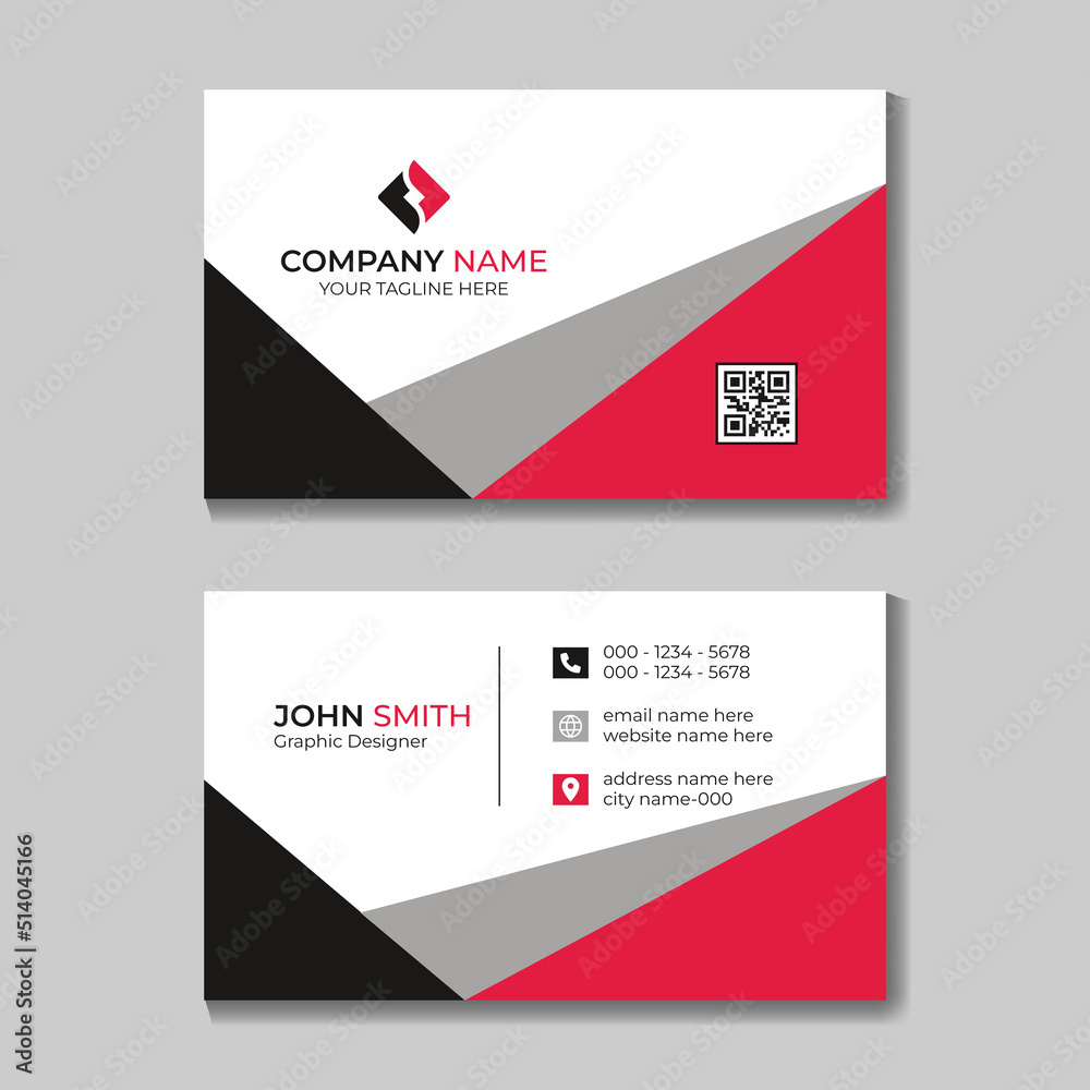 Modern Business Card Template Red Black Colors. Flat Minimal Abstract Creative Design Modern Business Card Template Red Black Colors. Flat Minimal Abstract Creative Design