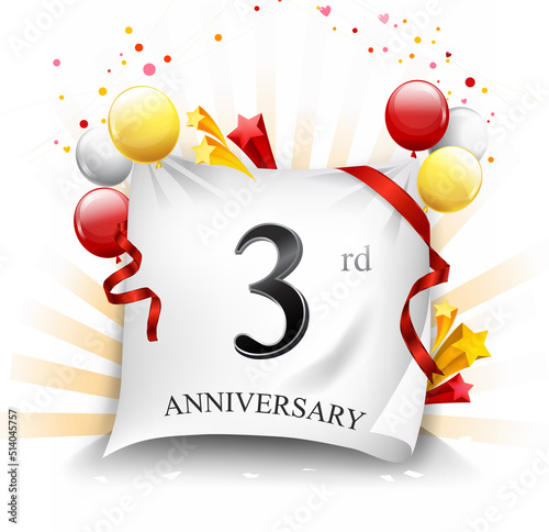 3 years anniversary vector illustration, banner, card