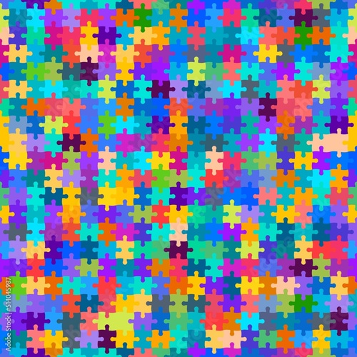 Seamless colorful pattern with puzzles, jigsaw, childrens pattern background © Andrew