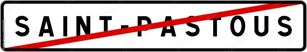 Panneau sortie ville agglomération Saint-Pastous / Town exit sign Saint-Pastous