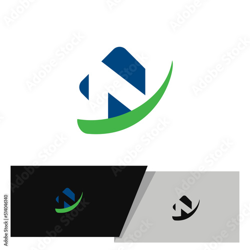 abstract letter N logo in negative shape