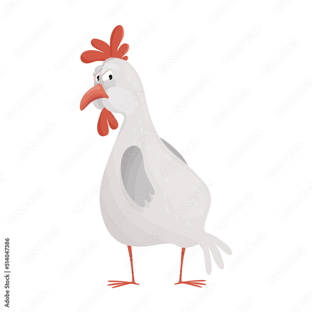 Funny illustrations of chicken. Comic bird.