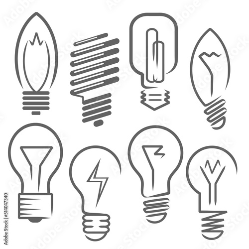 Set of electic bulb icon