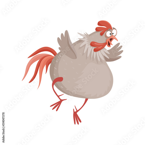 Funny illustrations of rooster and hen. Comic bird.