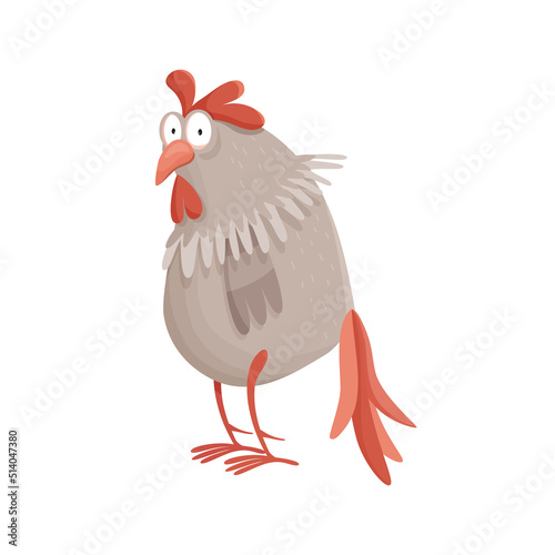Funny illustrations of rooster and hen. Comic bird.