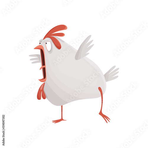 Funny illustrations of chicken. Comic bird.