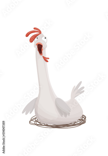 Funny illustrations of chicken. Comic bird.