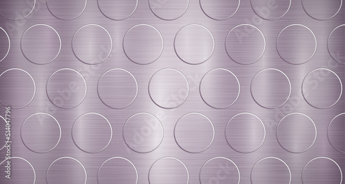 Abstract metallic background in purple colors with highlights and a texture of big voluminous convex circles