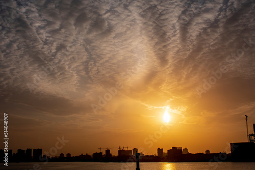Sunset over Huangpu river in Shanghai city © Stan