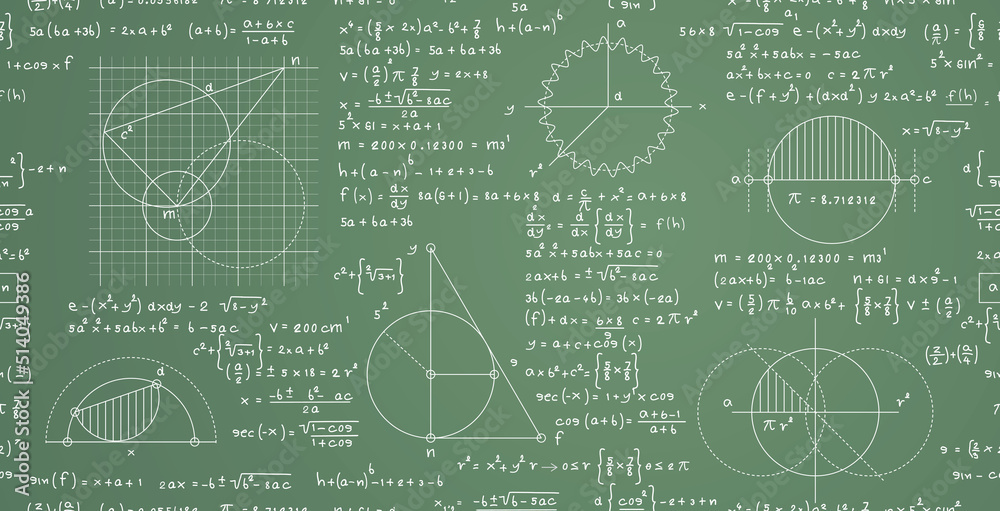 Math formula for finding a seamless diameter on a board. - obrazy, fototapety, plakaty 