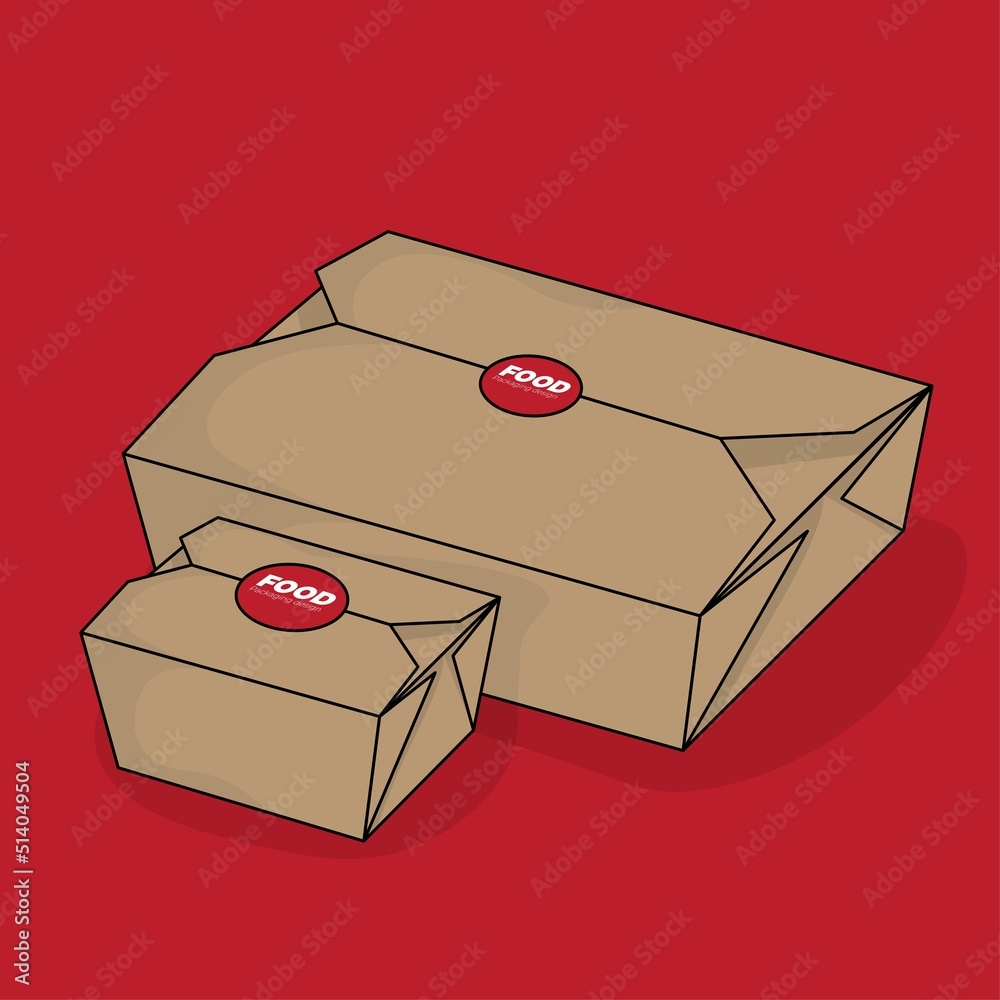 Cardboard box in big size and small size for food packaging design
