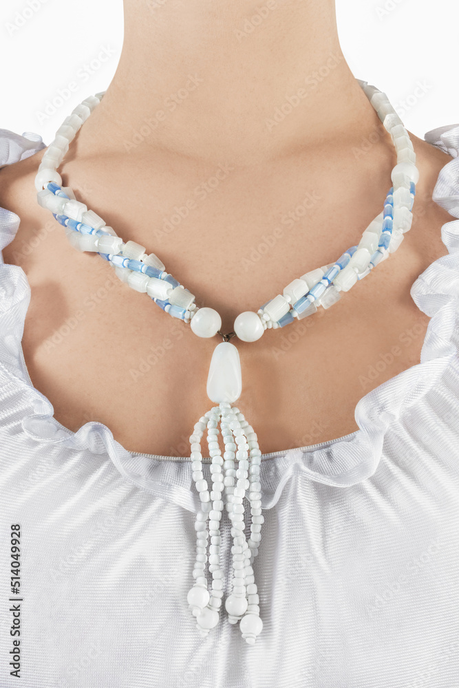 Luxurious antique necklace of czech satin glass and beads, vintage fashion jewelry. Luxurious antique necklace of czech satin glass and beads, vintage fashion jewelry.