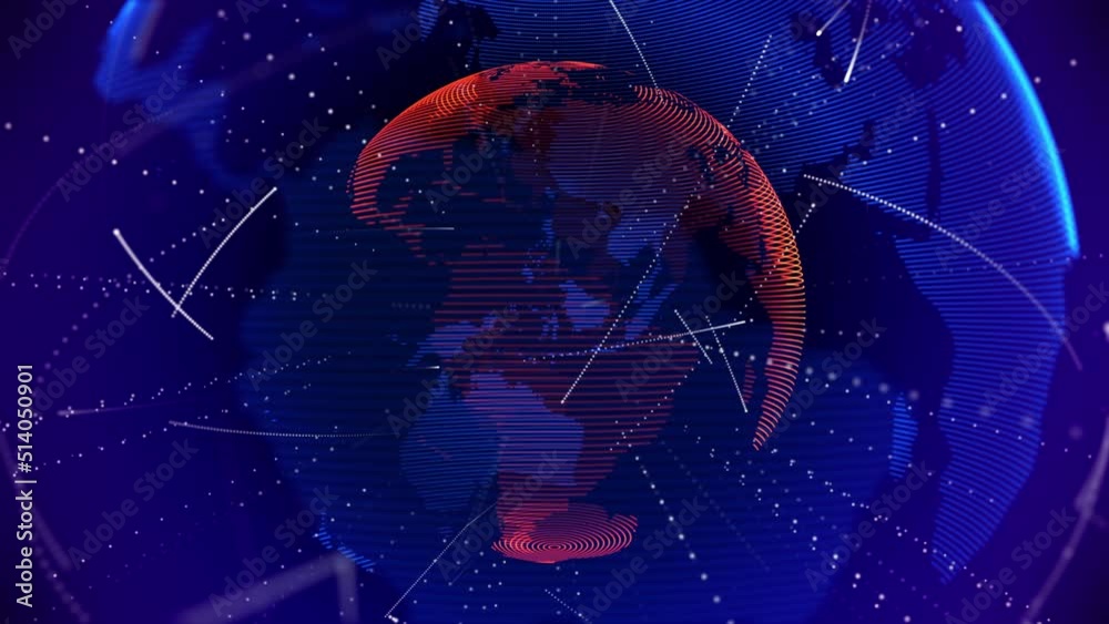 Particle world with a growing global network Global Business digital globe with connection data lines and particles