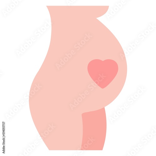 Mother care and pregnancy. Stomach with the heart. 