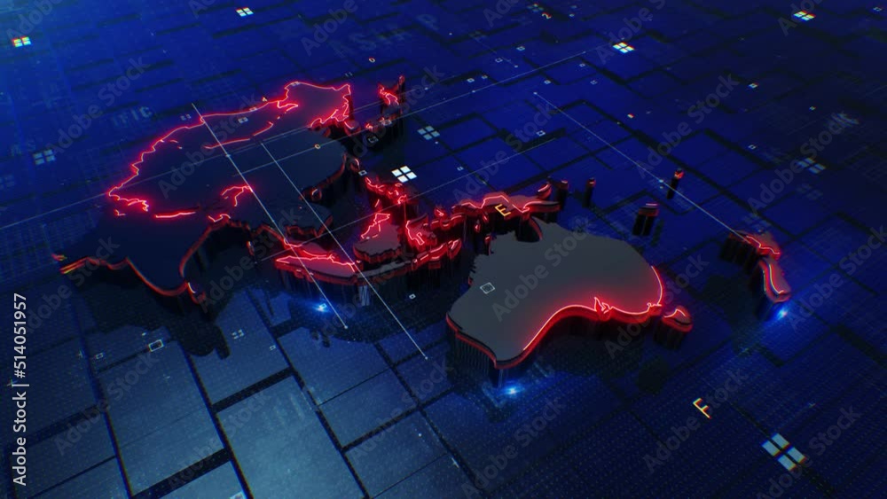 Asia pacific map digital 4k 